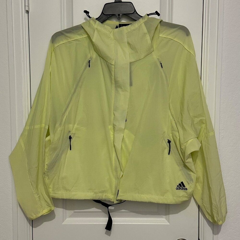 Adidas W.N.D. Womens Multi Sport Jacket L Lightweight Nylon Yellow - Picture 2 of 15